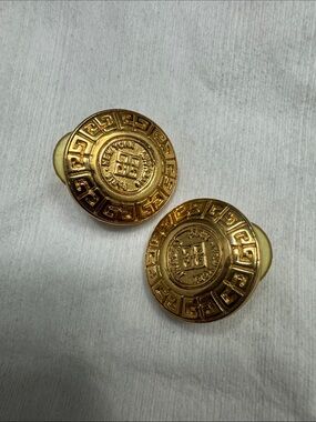 Givenchy Gold Round Greek Key Medallion Cufflinks